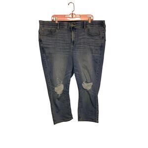 Torrid Bombshell Skinny Crop Jeans Size 24 Distressed Stretch High Rise